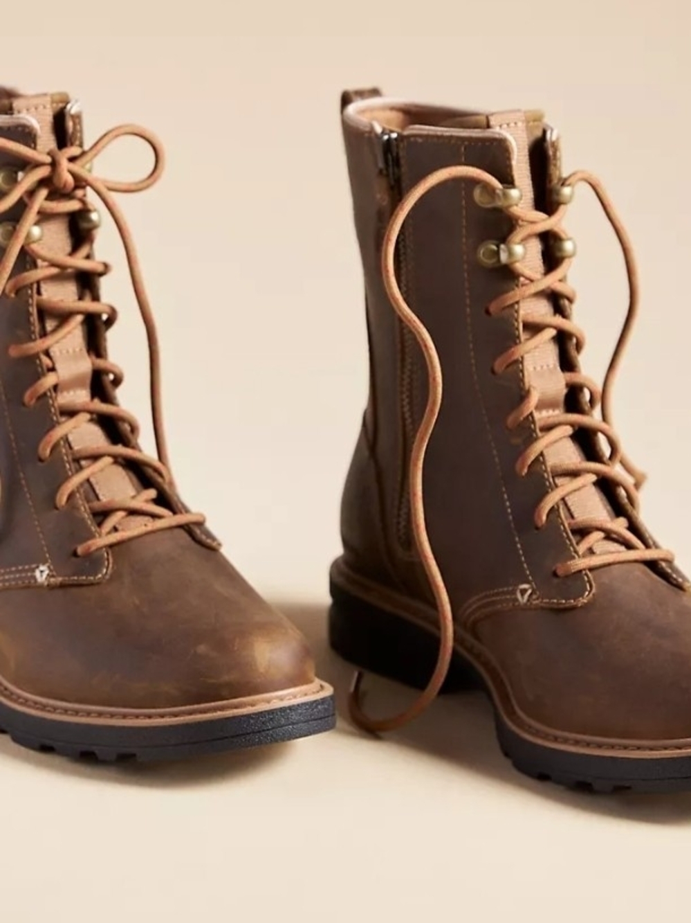 NWT Teva Rowena Lace Boots Honey Brown Leather Waterproof Mid-Calf Zip Size 10M - Picture 3 of 3